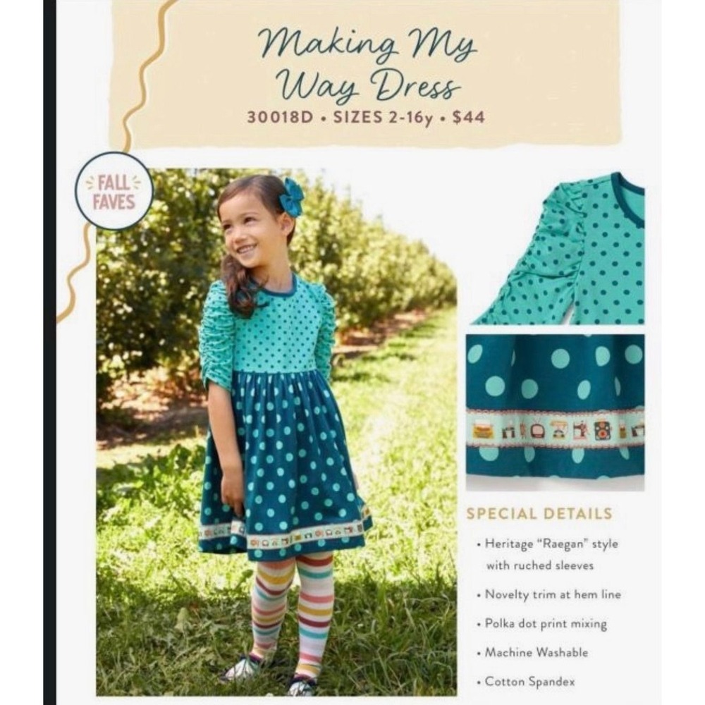 37. Matilda Jane Making My Way Raegan Dress Teal Polka Dot Ruched 30018D Size 4
